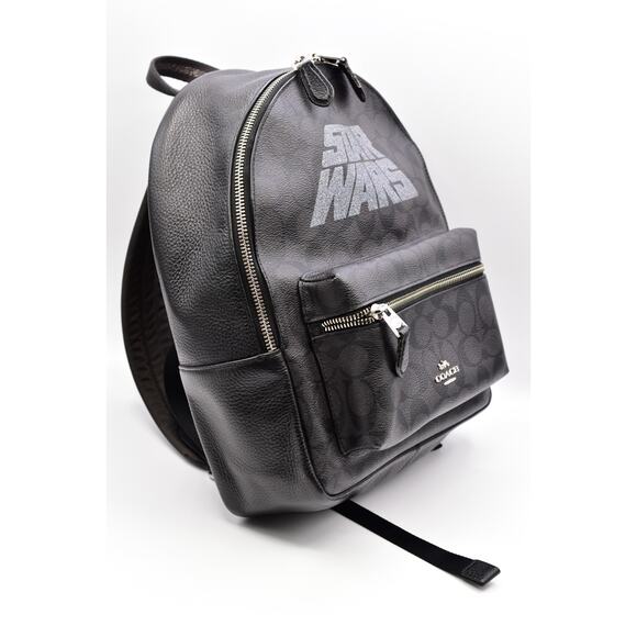 Coach x Star Wars Limited Edition Backpack Black Signature Canvas Glitter Logo - Picture 7 of 12